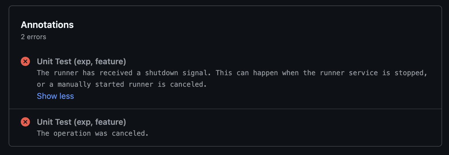 GitHub Actions Runner termination error logs