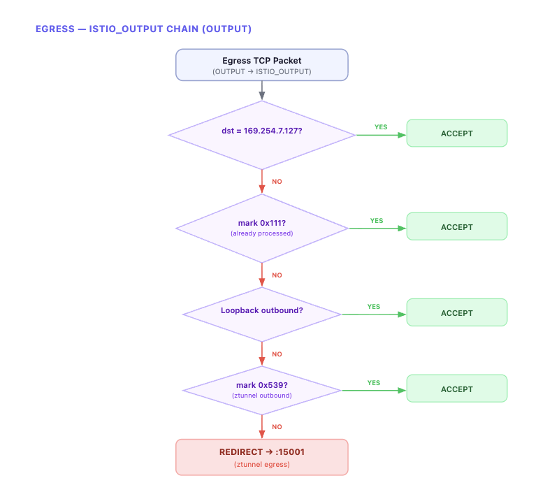 Egress OUTPUT redirection flow